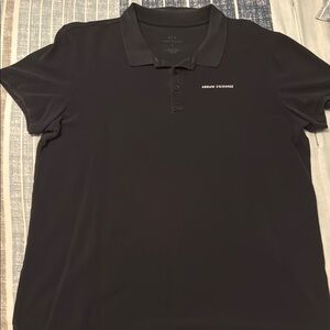 Armani Exchange Black Polo Shirt Classic Design